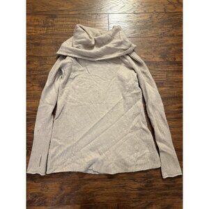 Athleta Small Beige 100% Cashmere Turtleneck Thumb Holes Sweater